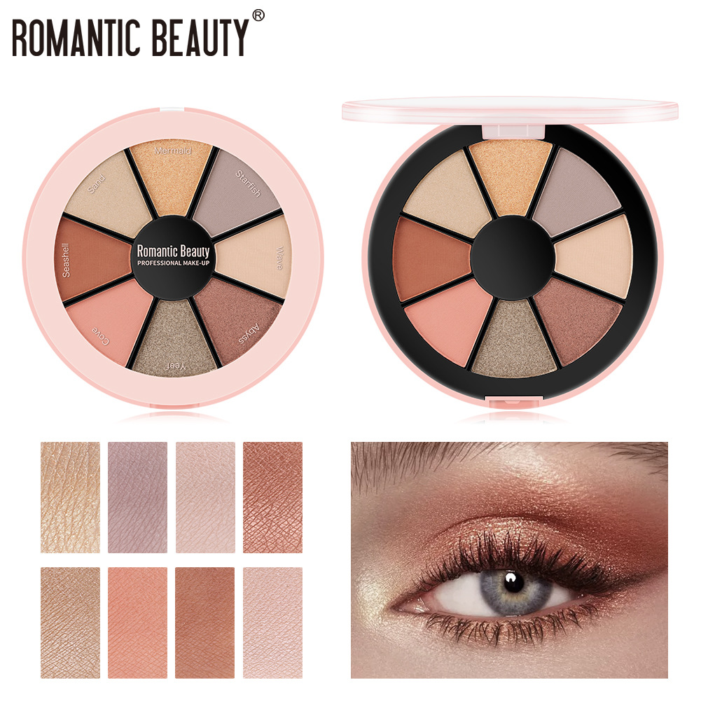 Romantic Beauty 8 Color Round Palette Eyeshadow Pearlescent Matte ...